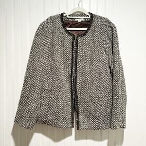 Coldwater Creek Brown Boucle Tweed Jacket Ribbon Chain Plus Size 24